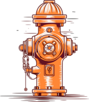 American Red Fire Hydrant ai generative png