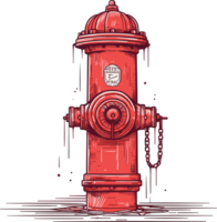 American Red Fire Hydrant ai generative png