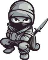 Um desenho em preto e branco de um ninja ajoelhado em ia generativa