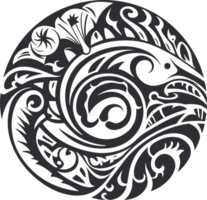 Maori tattoo ornament  ,Maori Taniwha ai generative png