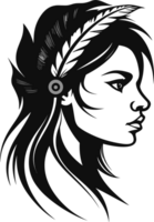 native indian girl in black and white ai generative png