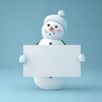 Christmas greeting card mockup snowman. photo