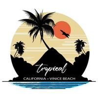 sunset beach illustration vector design