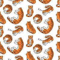 Sleeping tigers seamless pattern vector illustration isolated