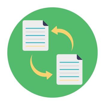 Two documents with arrows symbolising file sharing concept vector