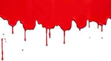 Red paint drips border on white background. AI Generative illustration photo