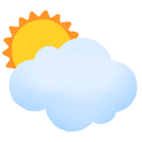 clima soleado parcialmente nublado ilustración mano dibujado garabatear png