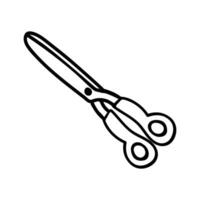 Hand drawn black and white scissors in doodle style. Vector illustration