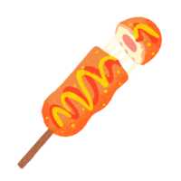 coreano strada cibo hot dog corndog gamja decorazione mano disegnato illustrazione scarabocchi png