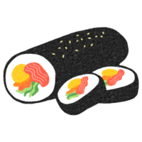 coréen nourriture gimbap kimbap décoration main tiré illustration griffonnages png