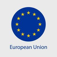 European Union flag vector icons set in the shape of heart, star and circle.