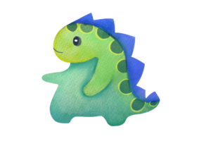 Watercolor friendly green dinosaur cartoon character Isolated on transparent background. for children's flyers to Museum of Archeology, Natural History, history of the earth and evolution png
