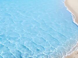 Light blue sea waves with transparent ocean water and light reflections on sandy beach. abstract Water Ripple texture, Sea surface background. photo
