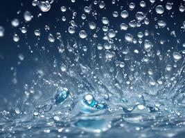 Stop motion shot of Fresh water splash on dark abstract oceanic background for any purpose. fluttering in air explosion of Water spray. vivid emotions of anger, anxiety. photo