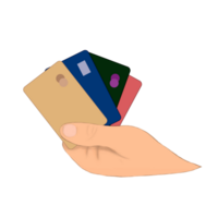 Hand holding credit cards png