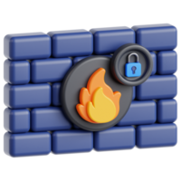 3d ícone firewall segurança png