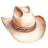cow-girl chapeau isolé aquarelle clipart, occidental rodeo marron casquette ai généré png