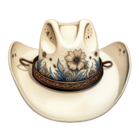vaqueira chapéu com porcelana Projeto aguarela clipart, ocidental rodeio creme branco cor boné ai gerado png