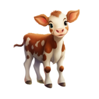 une dessin animé veau, mignonne bébé vache clipart ai généré png