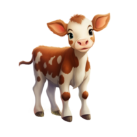 uma desenho animado panturrilha, fofa bebê vaca clipart ai gerado png