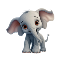 baby elephant cartoon isolated on white AI Generated png