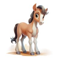 bebê cavalo, potro, desenho animado clipart ai gerado png