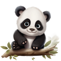 Baby panda cartoon clipart AI Generated png