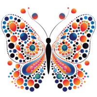 vistoso redondo mariposas para creativo proyectos ai generado png