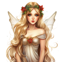 Regal Christmas Fairy Princess, Whimsical Holiday Clipart AI Generated png