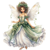 Enchanting Green and Red Christmas Fairy, Festive Clipart Delight AI Generated png