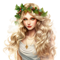 Majestic Christmas Fairy Princess,  Festive Fantasy Clipart AI Generated png