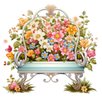 floral banco con vistoso flores ilustración aislado ai generado png