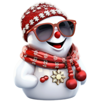 Christmas snowman wearing winter hat and sunglass isolated ai generated png