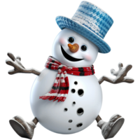 Kerstmis sneeuwman gelukkig grappig houding geïsoleerd clip art ai gegenereerd png