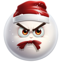 komisch Schneemann Gesicht Emoji mit wütend Ausdruck ai generiert png