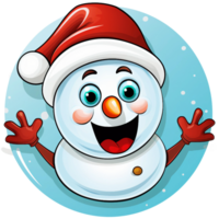 engraçado boneco de neve face emoji com Uau surpreso expressão ai gerado png