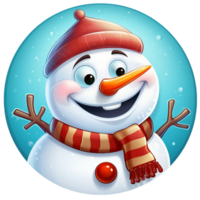 funny snowman face emoji with happy and smile expression AI generated png