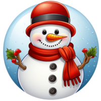 funny snowman face emoji with smile expression AI generated png