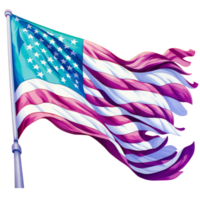 American flag, bright turquoise, purple and teal blue graphics, suicide prevention week watercolor clipart isolated AI generated png