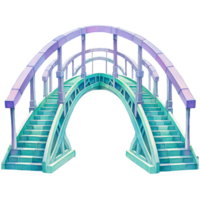 Bridge connecting two, bright turquoise, purple and teal blue graphics, suicide prevention week watercolor clipart isolated AI generated png