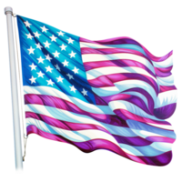 waving American,USA flag, bright turquoise, purple and teal blue graphics, suicide prevention week watercolor clipart isolated AI generated png