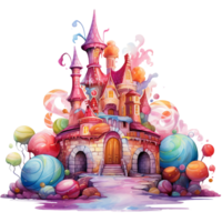 halloween candyland watercolor illustration isolated, candy party AI generated png