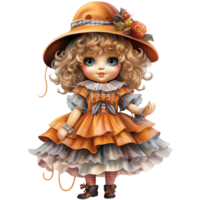 Isolated Vintage Porcelain Dolls with Elegant Hats AI Generative png