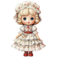 Captivating Isolated Bisque Dolls with Chic Hats AI Generative png