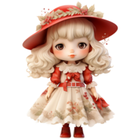 Isolated Bisque Dolls with Victorian Hats AI Generative png