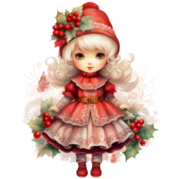 Charming Isolated Bisque and Victorian Dolls with Hats AI Generative png