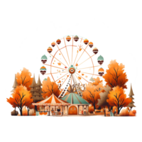 autumn in the park with trees watercolor isolated AI Generatiive png