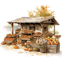 pumpkins in a basket on a farm, autumn harvest season isolated, fall farmhouse AI Generatiive png