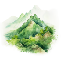 aislado verde paisaje con arboles y nubes ai generado png