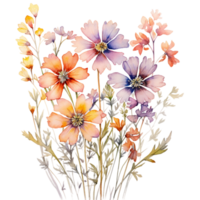 Hintergrund mit Blumen, Aquarell Clip Art isoliert ai generiert png